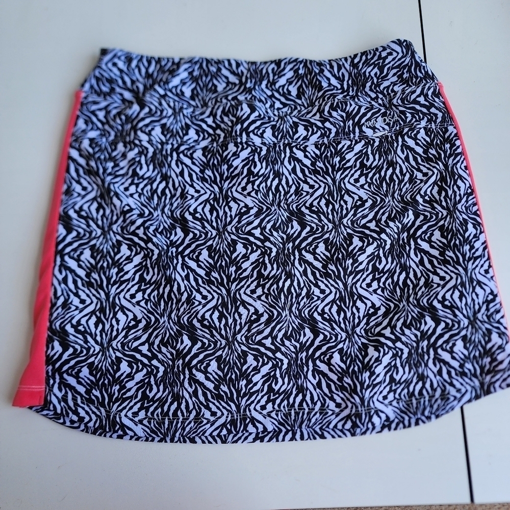 Mimosa Women's Black White Pink Golf Skirt Zebra Print Skort Stretch Sz M